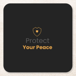 Protect Your Peace – Minimal Motivational Drink Co Rechteckiger Pappuntersetzer