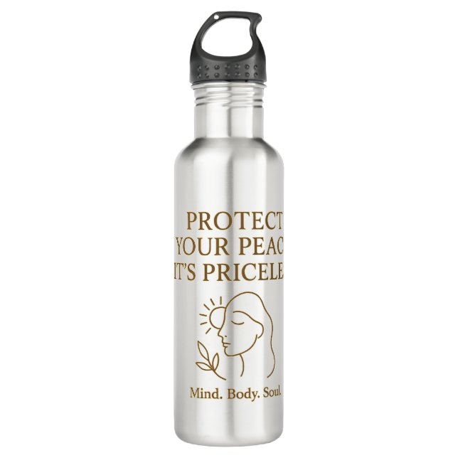 Protect Your Peace — Minimalist Self-Care Quote Edelstahlflasche (Vorderseite)