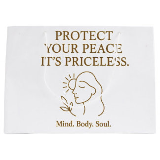 Protect Your Peace — Minimalist Self-Care Quote Große Geschenktüte