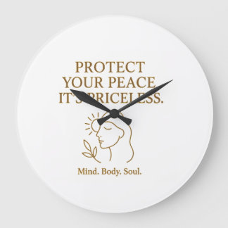 Protect Your Peace — Minimalist Self-Care Quote Große Wanduhr