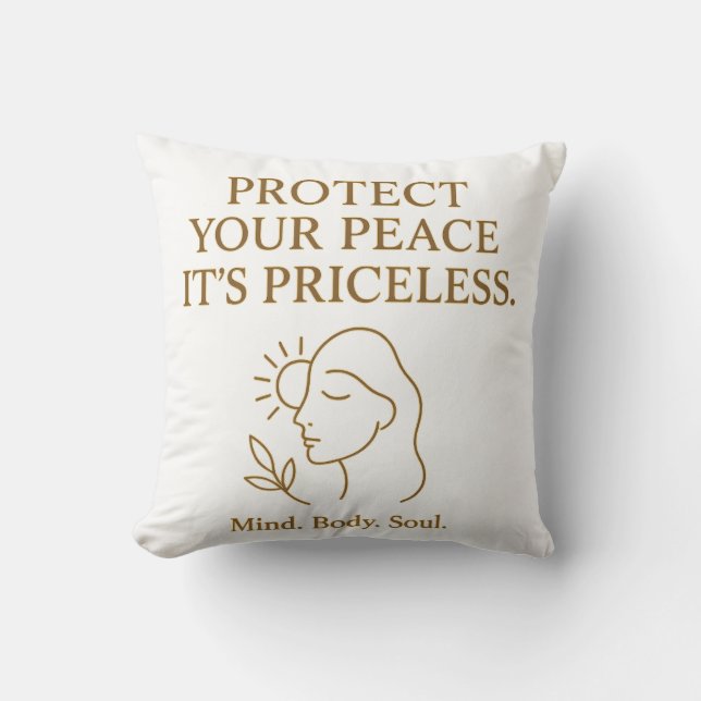 Protect Your Peace — Minimalist Self-Care Quote Kissen (Vorderseite)