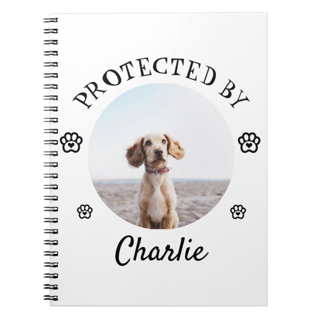 Protected By Dog Photo Paw Print Design Notizblock (Vorderseite)