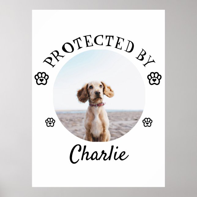 Protected By Dog Photo Paw Print Design Poster (Vorne)