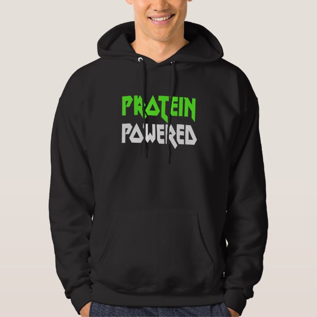 Protein Powered Fitness Fakten Workout Quote Mens  Hoodie (Vorderseite)