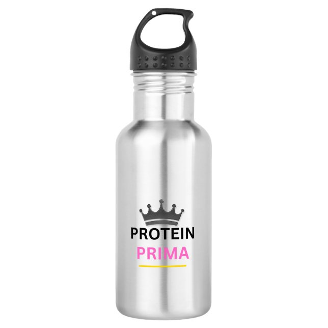 Protein Prima Gym Wasserflasche – Edelstahl  (Vorderseite)
