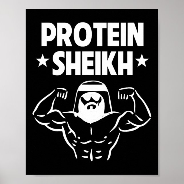 Protein Sheikh Funny Arabic Gym Fitness Lover Body Poster (Vorne)