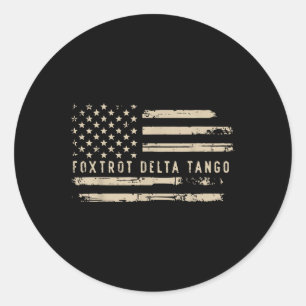 Protest Foxtrot Delta Tango Us Flag Resist Men Wom Runder Aufkleber