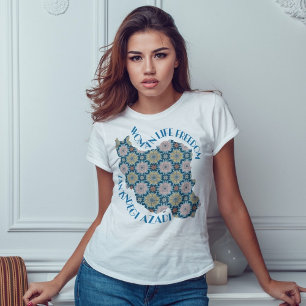 Protest gegen die Freiheit der Frau Blume Blau T-Shirt