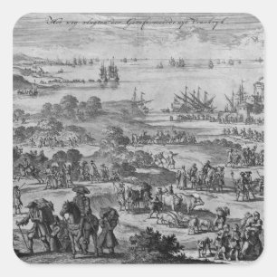 Protestanten verlassend Frankreich Quadratischer Aufkleber