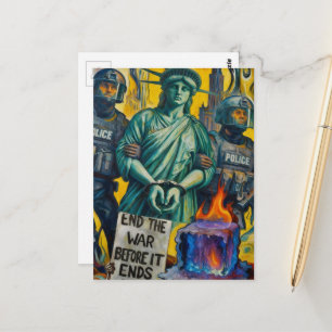 protestierende Lady Liberty von der Polizei verhaf Postkarte