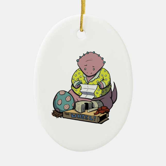 Protoceratops Elternteil auf Weihnachtsverzierung Keramikornament (Vorne)