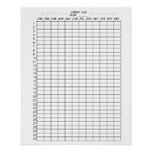 Protokollbögen für die einzelnen Monate des Jahres