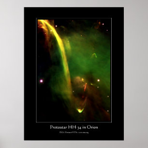 Protostar HH34 bei Orion - Weltraumastronomie Poster