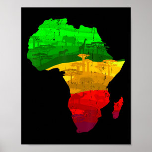 Proud Africa Map Green Yellow African Pride Ju Poster