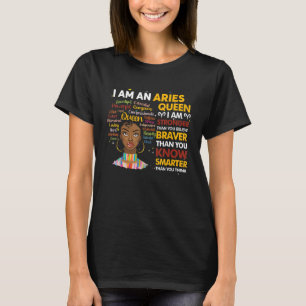 Proud Afro Aries Königin April Mai Geburtstag Zodi T-Shirt