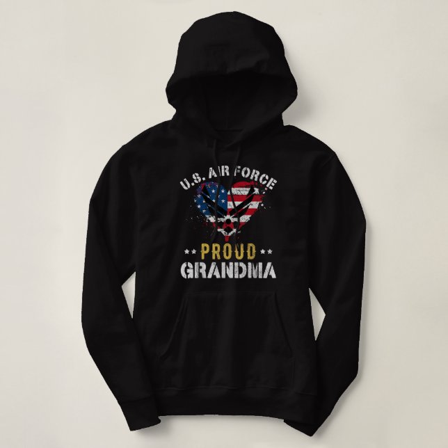 Proud Air Force Oma American Flag Herzveter Hoodie (Design vorne)
