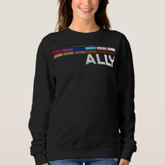 Proud Ally Bars Equality Lgbtq Rainbow Flag Gay Pr Sweatshirt
