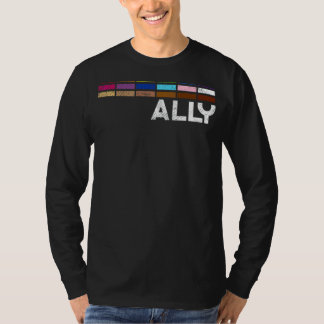 Proud Ally Bars Equality Lgbtq Rainbow Flag Gay Pr T-Shirt