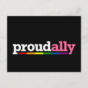 Proud Ally Black Postcard Postkarte