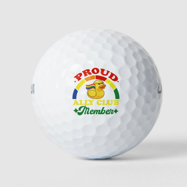 Proud Ally Club Mitglied Rubber Duck Rainbow Gay Golfball (Vorderseite)