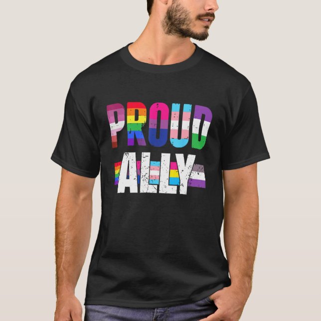 Proud Ally  For Gay Pride Month Transgender Flag D T-Shirt (Vorderseite)