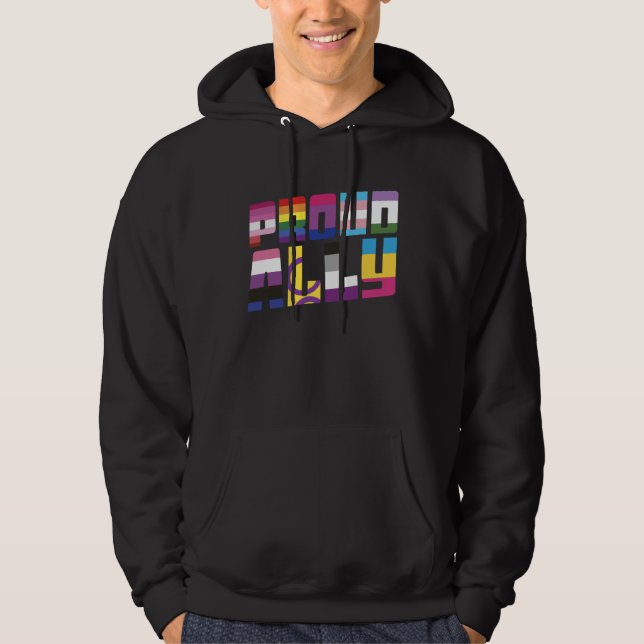 Proud Ally LGBT Gay Flag Pride Rainbow Gay Bisexua Hoodie (Vorderseite)