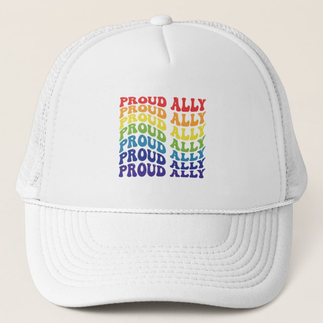 Proud Ally | LGBTQ | GAY PRIDE | Regenbogen Truckerkappe (Vorderseite)