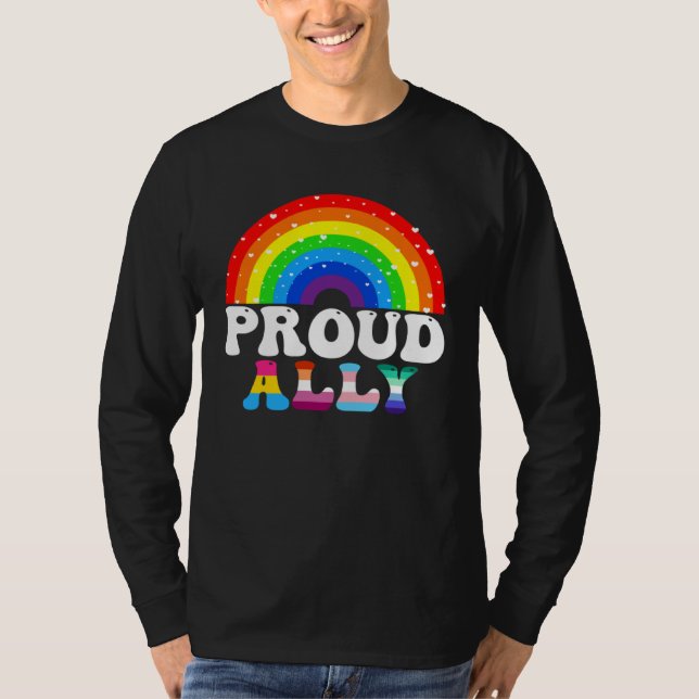Proud Ally LGBTQ Lesbian Gay Bisexual Trans Rainbo T-Shirt (Vorderseite)