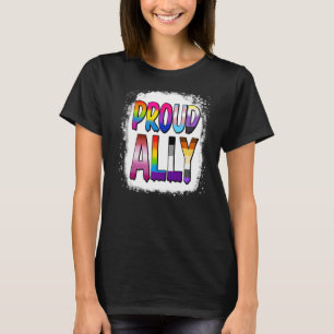 Proud Ally Lgbtq Rainbow gebleicht Lesbian Gay Bis T-Shirt