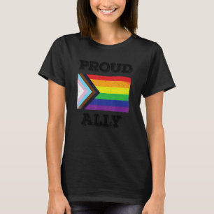 Proud Ally Pride Month Lgbtq Rainbow Flag Black T-Shirt