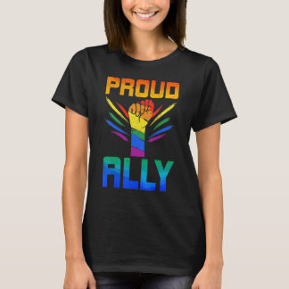 Proud Ally Rainbow Hand Fist LGbt Rainbow Pride T-Shirt