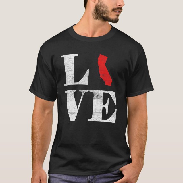 Proud America Citizen State Flag Land Map Liebe Ca T-Shirt (Vorderseite)