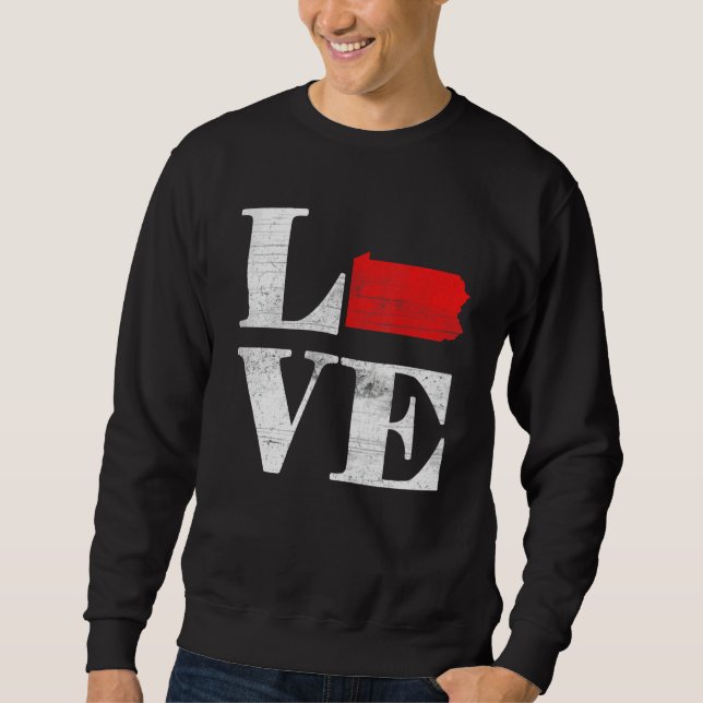 Proud America Citizen State Flag Land Map Love Pen Sweatshirt (Vorderseite)