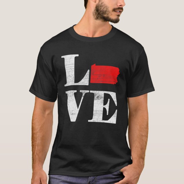 Proud America Citizen State Flag Land Map Love Pen T-Shirt (Vorderseite)