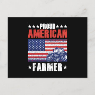 Proud American Farmer USA Flag Tractor Farm Farmin Postkarte