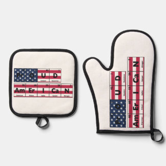 Proud American Flag USA 4. Juli Ofenhandschuh & Topflappen-Set