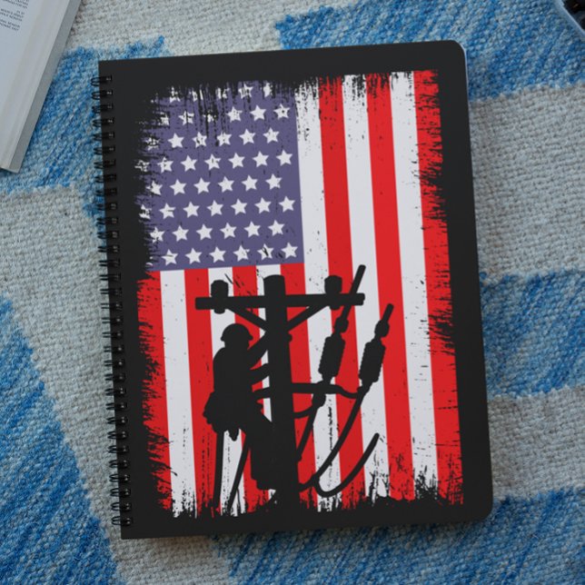 Proud American Lineman Patriotic Utility Worker Notizblock (Proud American Lineman Patriotic Utility Worker Notebook)