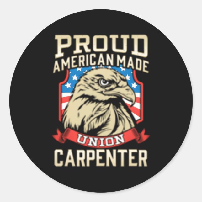 Proud American Made Gewerkschaft Carpenter Runder Aufkleber (Vorderseite)