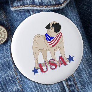 Proud American Mops patriotisch Button