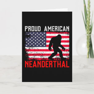 Proud American Neanderthal   USA Flag & Bigfoot Karte