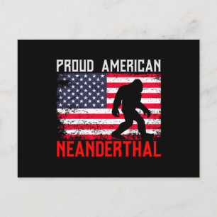 Proud American Neanderthal   USA Flag & Bigfoot Postkarte