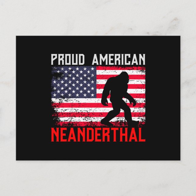 Proud American Neanderthal | USA Flag & Bigfoot Postkarte (Vorderseite)