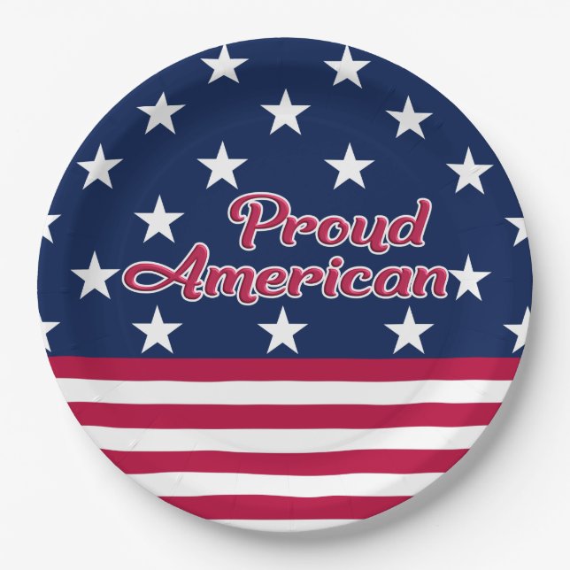 Proud American patriotic star & stripes usa Pappteller (Vorderseite)