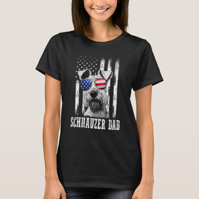 Proud American Schnauzer Flag  Dog Dad Mom T-Shirt (Vorderseite)