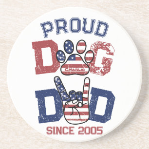 Proud American USA Pet Dog Vater Lover US Flag Getränkeuntersetzer