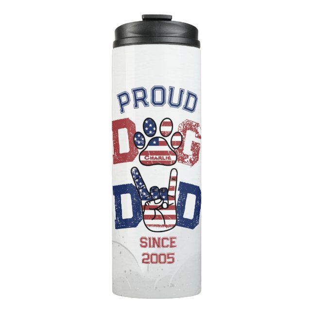 Proud American USA Pet Dog Vater Lover US Flag Thermosbecher (Vorderseite)