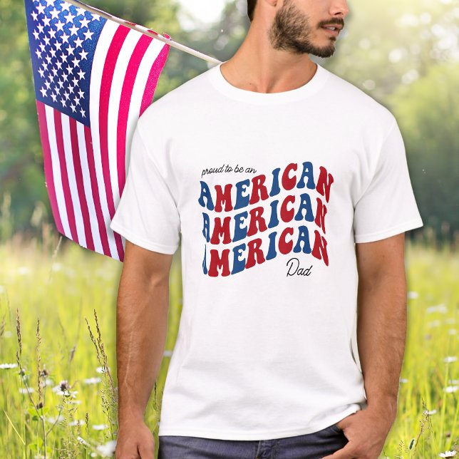 Proud AMERICAN Vater Red Blue Patriotic 4. Juli T-Shirt (Von Creator hochgeladen)