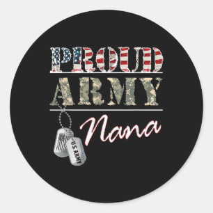 Proud Army Nana American Flag Veteran Militär Runder Aufkleber
