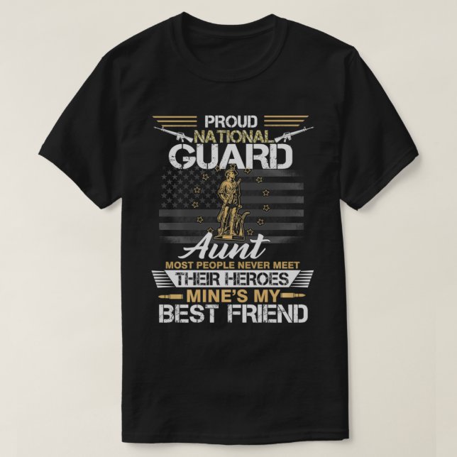 Proud Army National Guard Aunt Flag  U T-Shirt (Design vorne)