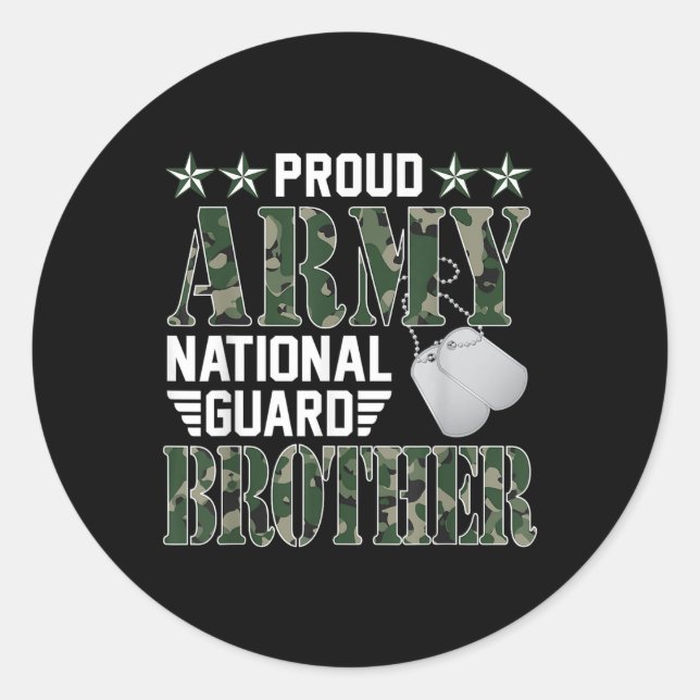 Proud Army National Guard Brother Military Family Runder Aufkleber (Vorderseite)